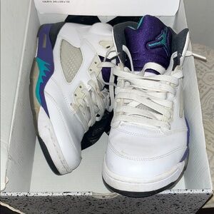 Jordan White and Purple Athletic Shoes